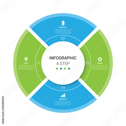 Business visualization infographic circle design template with 4 options, steps or processes. Business presentation.