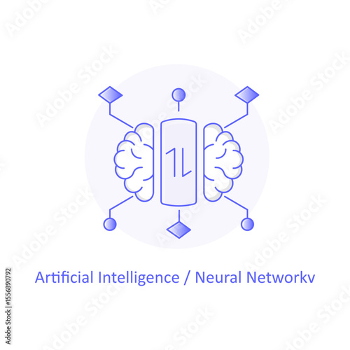 Neural Network Illustration, AI Machine Tech, Artificial Brain Icon, Data Analysis Brain, Smart Learning Icon, Tech Brain Image, Deep AI Processing, ML Intelligence Icon