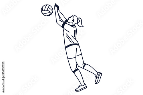 Athlete Spiking Volleyball Dynamic Pose Clipart