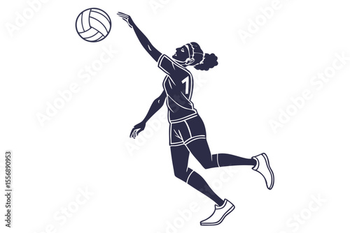 Volleyball Player Spiking Ball Action Shot
