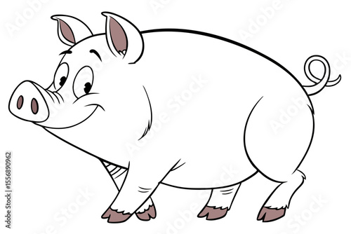 Domestic Pig Side View Farm Animal Vector