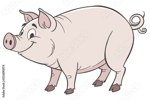 Domestic Pig Cute Animal Artwork for Farm Design