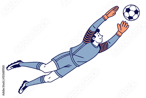 Soccer Goalkeeper Athletic Move Illustration