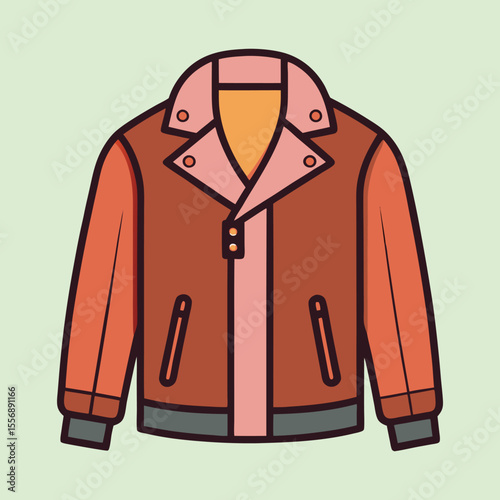 Stylish Cartoon Illustration of a Collared Jacket with a Vintage Aesthetic