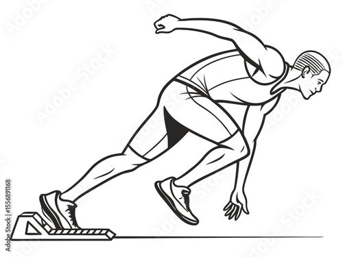 Sprinter Explosive Start Sports Action Pose