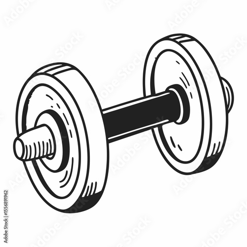 Dumbbell hand drawn illustration, fitness equipment, gym icon. generative AI