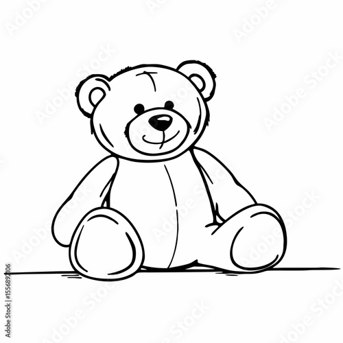 A friendly teddy bear, drawn in a minimalist line art style. Perfect for coloring and various design applications. generative AI