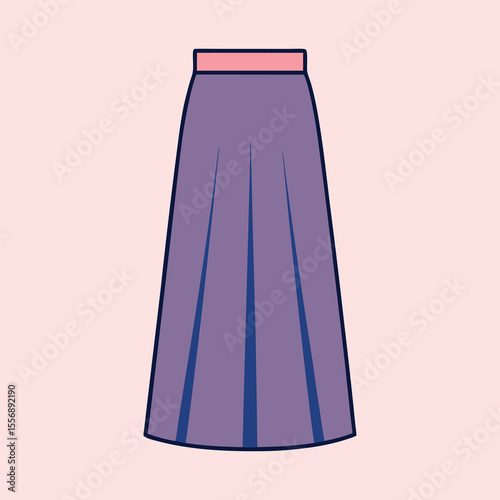 Stylized illustration of a purple pleated skirt with pink waistband