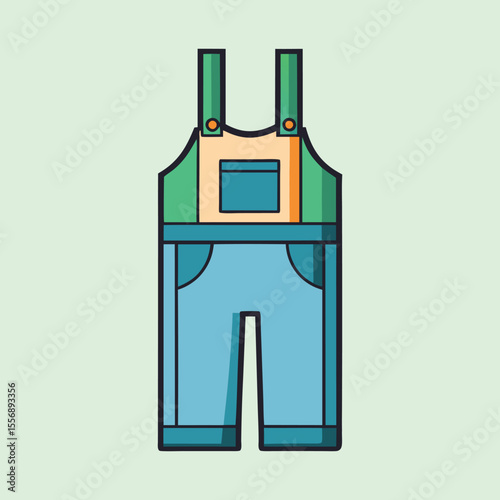 Cute Cartoon Overalls for Babies and Toddlers, Clean Vector Illustration