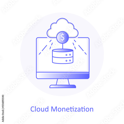 Digital Revenue Icon, IT Monetization System, Cloud Payment Model, Online Service Earnings, Platform Monetization, Revenue Growth Cloud