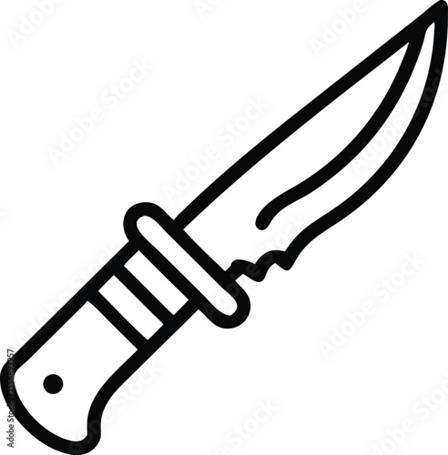 Hunting Knife Survival Blade Line Icon