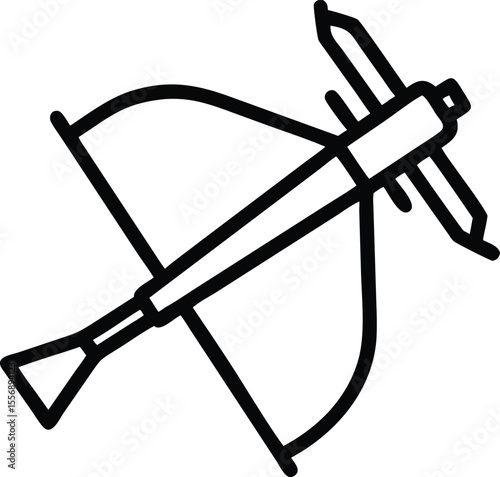Crossbow Targeting Bow With Scope Line Art