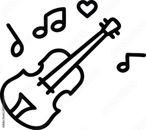 Wedding Music Violin And Notes Line Art