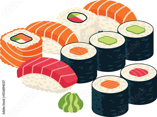 Creative Sushi Composition - Flat Food Artwork