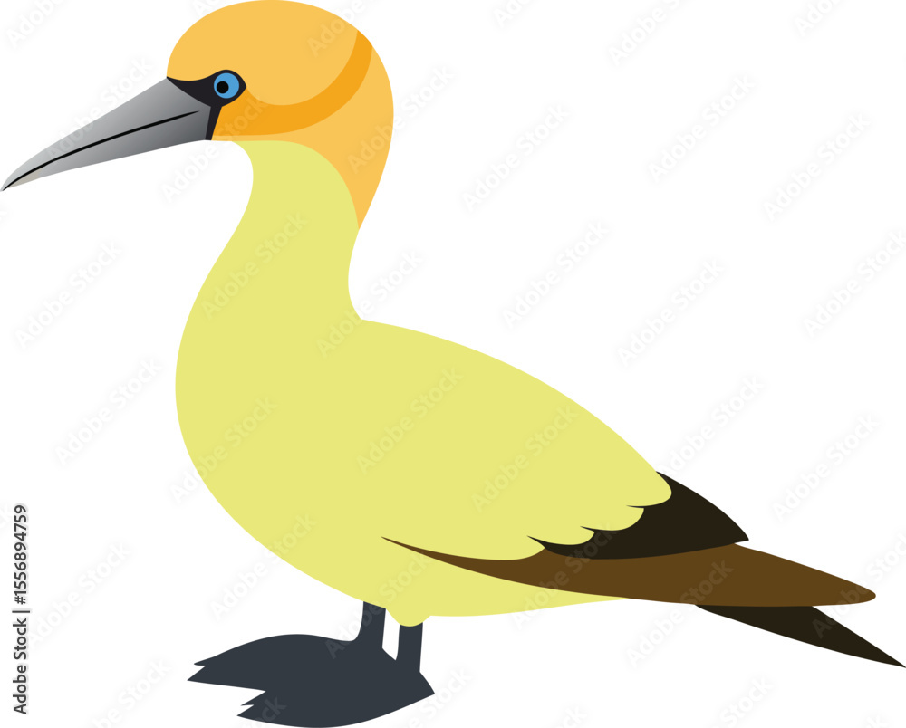 Fototapeta premium Majestic gannet bird in flight over ocean, seabird close-up, nature wildlife photography, white and black plumage, coastal bird, marine bird, soaring gannet, beautiful bird wings spread wide