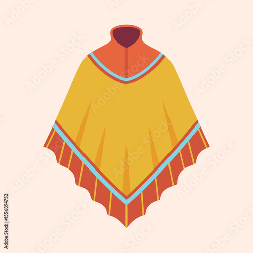 Stylized illustration of a vibrant poncho, a traditional garment from Latin America
