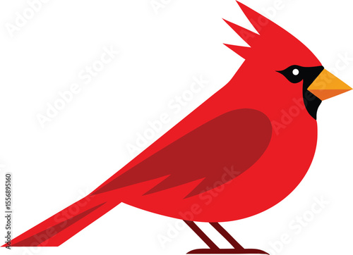 Vibrant cardinal bird perched in natural habitat with red plumage, ideal for wildlife photography, birdwatching themes, nature backgrounds, and ornithology-related stock content