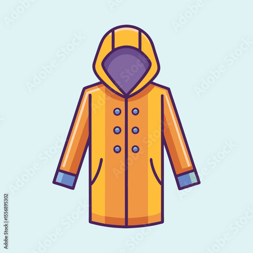 Colorful Vector Illustration of a Hooded Raincoat Perfect for Rainy Days