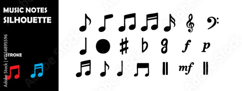 Music Notes Silhouette Vector Set – Melody, Song and Sound Concept Icons