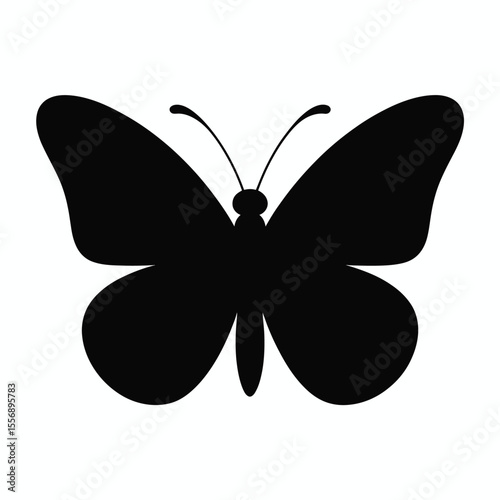 Black Butterfly Silhouette on White Background wings