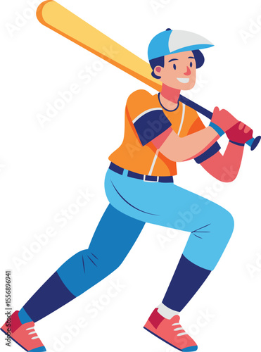 Modern and unique batting stance holding a baseball bat vector illustration, Colorful and stylish batting stance holding a baseball bat vector icon and graphics design