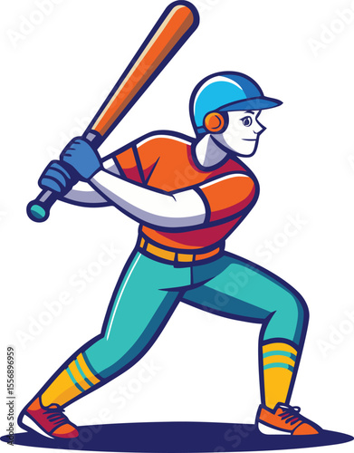 Modern and unique batting stance holding a baseball bat vector illustration, Colorful and stylish batting stance holding a baseball bat vector icon and graphics design