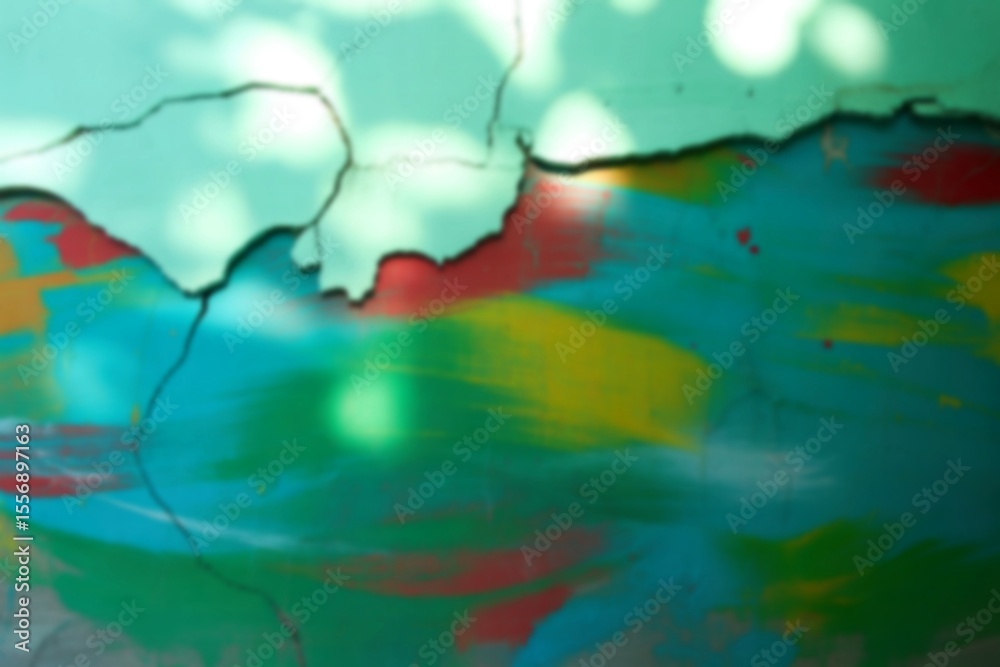 Obraz premium Cracked wall with abstract painted layers