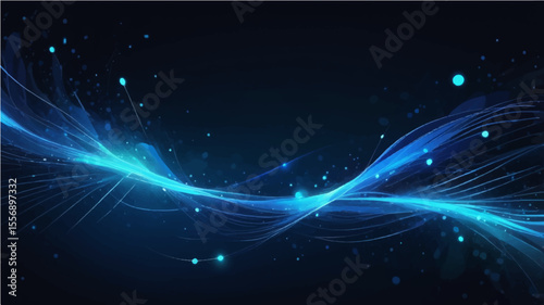 Glowing abstract blue light waves with dynamic lines and digital energy pattern