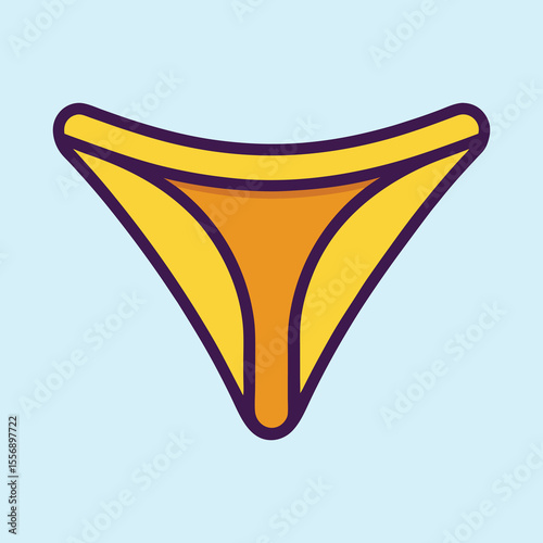 Cartoon Illustration of a Stylish Gold Bikini Bottom with Dark Purple Trim