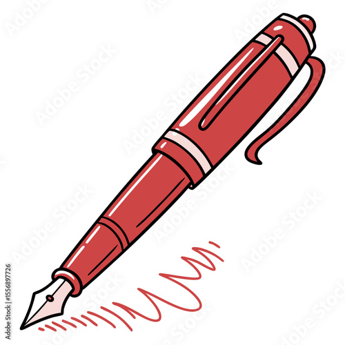  Red Ballpoint Pen –Vector Illustration
