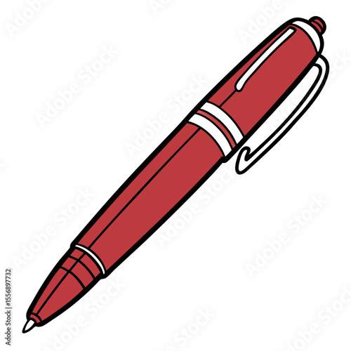  Red Ballpoint Pen – Vector Illustration