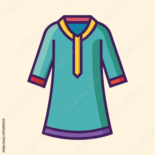 Vibrant and Stylish Kurta Shirt Design with Detailed Bordering and Accents