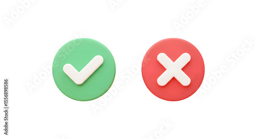 Free Download 3D rendered green checkmark and red cross symbols ideal for user interface design website apps and presentations conveying approval rejection or selection options - GFXLoad