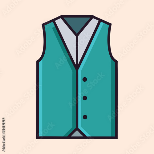 Stylized vector illustration of a teal waistcoat with a simple background