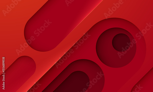 Red Abstract Background with Smooth Waves and Circular Patterns