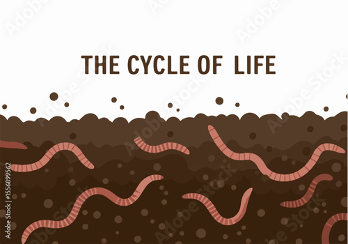 The Cycle of Life: Illustration of Earthworms in Soil