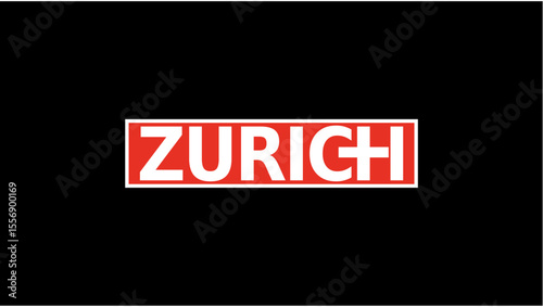 Zurich inscription on the flag of Switzerland, flat color illustration