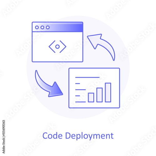 Code Deployment Icon, Software Update, Web Deployment, Cloud Push, Source Control, Git Deployment, Application Deployment, DevOps Icon