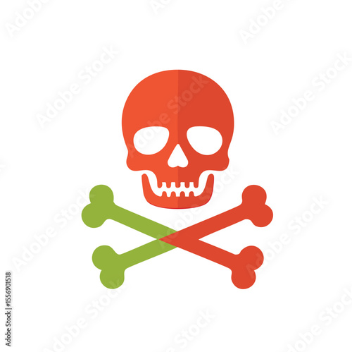 Red skull and crossbones danger warning icon
