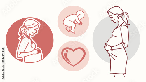 Parental fertility icon set