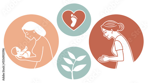 Parental fertility icon set