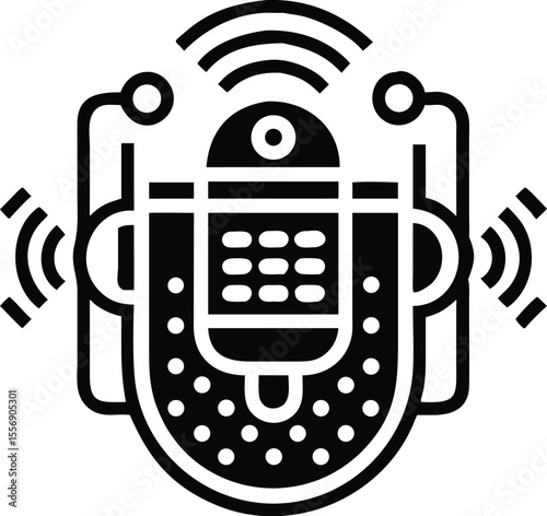 Smart Speaker Icon,AI Signal Wave 