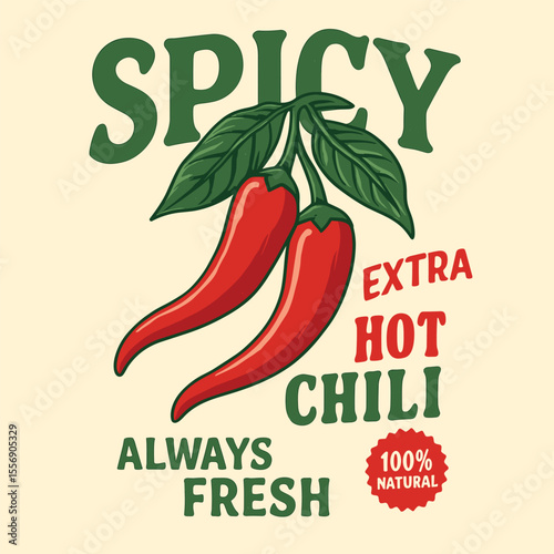 Spicy Chili Graphic Art - Vintage Grunge Hot Pepper Print - Summer Women's Food Fashion T-Shirt & Poster Design