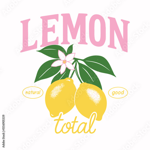 Vintage Grunge Lemon Fruit Print - College Varsity Limon Cello Slogan Tee - Women's Citrus Graphic Food Fashion T-Shirt