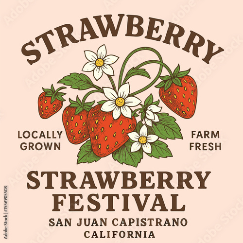 Vintage retro berry graphics, fresh strawberry artwork, organic berry food print for t-shirt, fruit vintage design, organic fruit market, strawberry fruit illustration