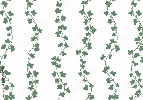 Wallpaper Mural Seamless Pattern of Green Ivy Vines on White Background Torontodigital.ca