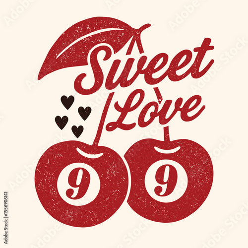 Perfect Cherry Boom graphic, summer fruit t-shirt print, girls food fashion design, paired cherry artwork, sweet retro tee