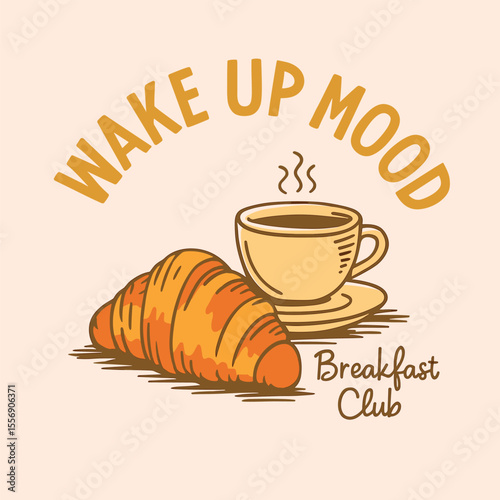 Morning rise and shine artwork, breakfast time vector design for apparel, sticker batch and poster collection