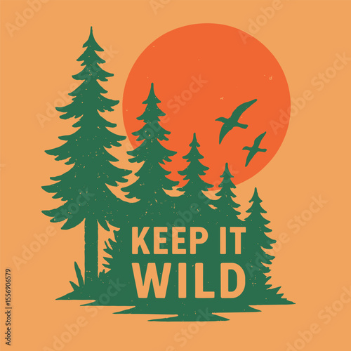 Adventure Vintage Camping With Off Road, Mountain And Campfire, Outdoors T Shirt Design, Big Pine Tree And Explore, Camping Everyday Slogan Tee, Mountain Prints, Autumn Winter Vector Graphics