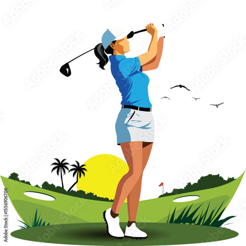 woman playing golf